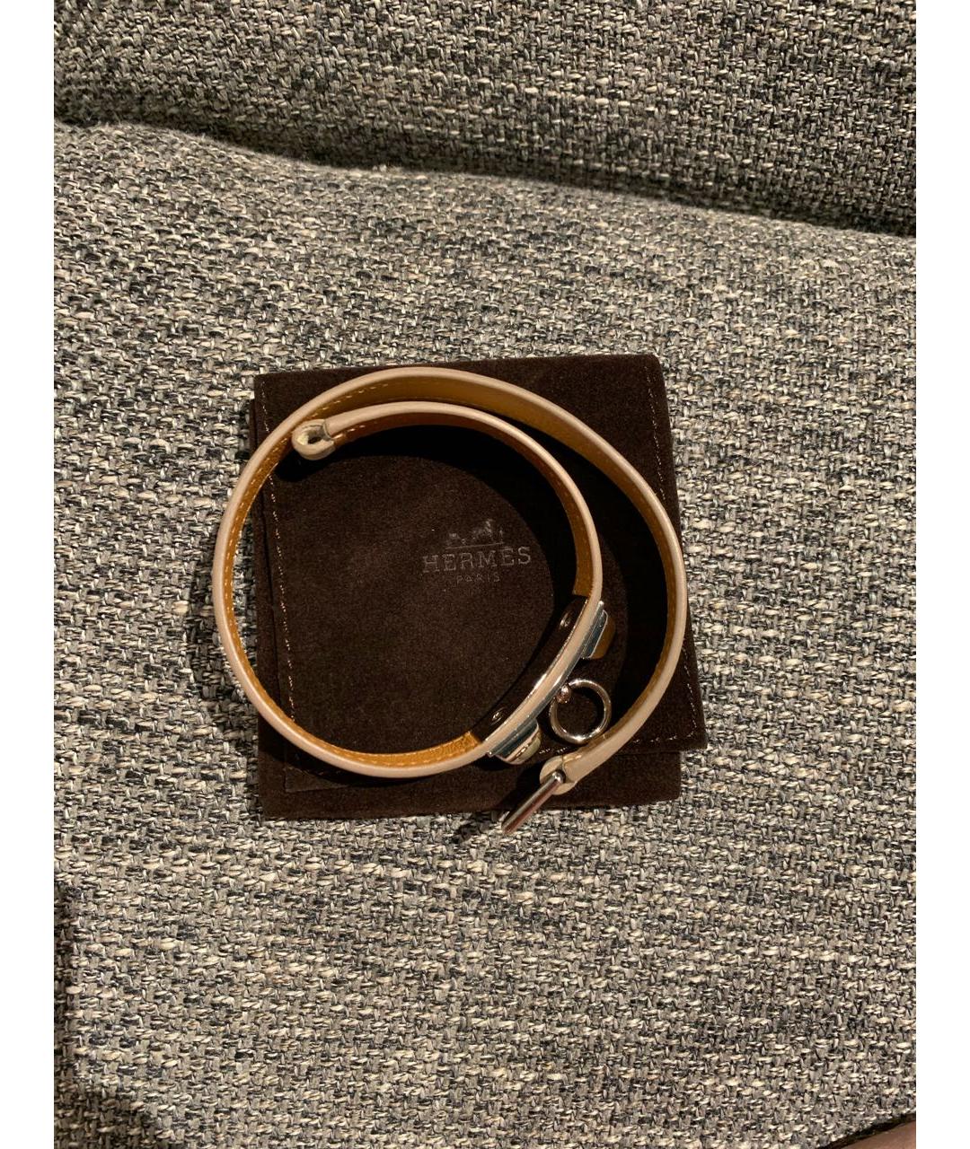 HERMES PRE-OWNED Бежевый кожаный браслет, фото 2