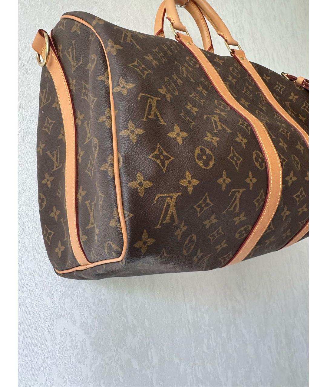 LOUIS VUITTON PRE-OWNED Коричневая дорожная/спортивная сумка, фото 4