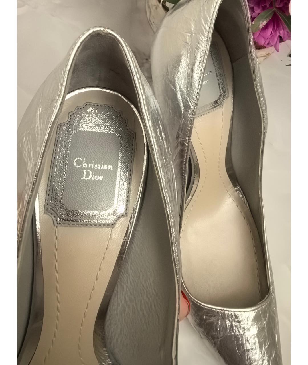 CHRISTIAN DIOR PRE-OWNED Серебряные кожаные туфли, фото 4