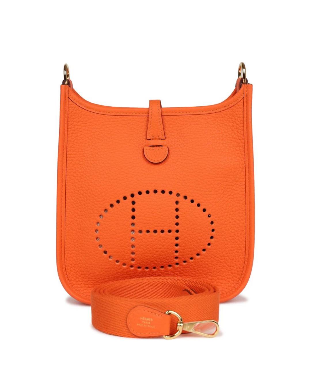 HERMES Оранжевая кожаная пляжная сумка, фото 1