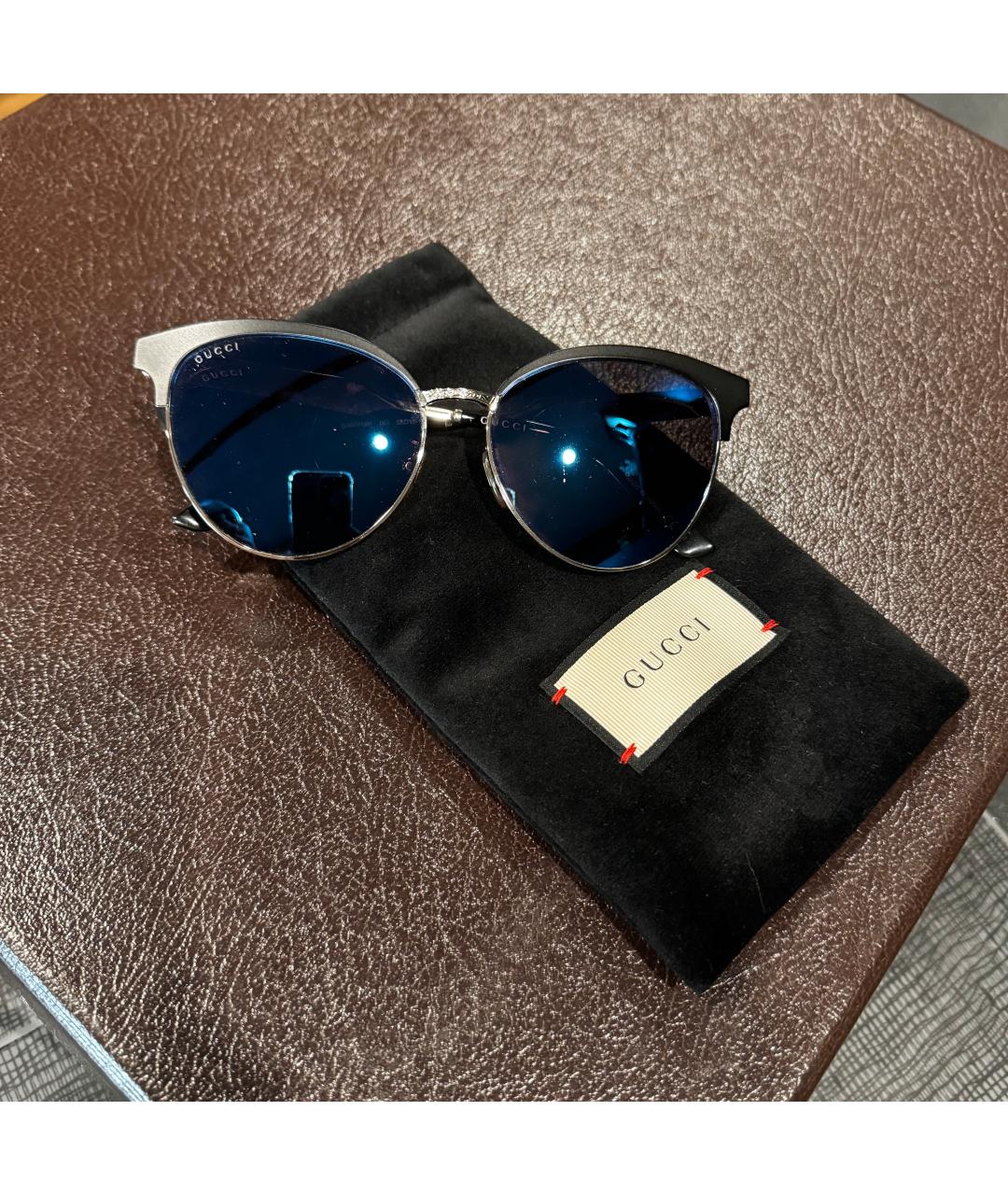 GUCCI Темно-синие металлические солнцезащитные очки, фото 4