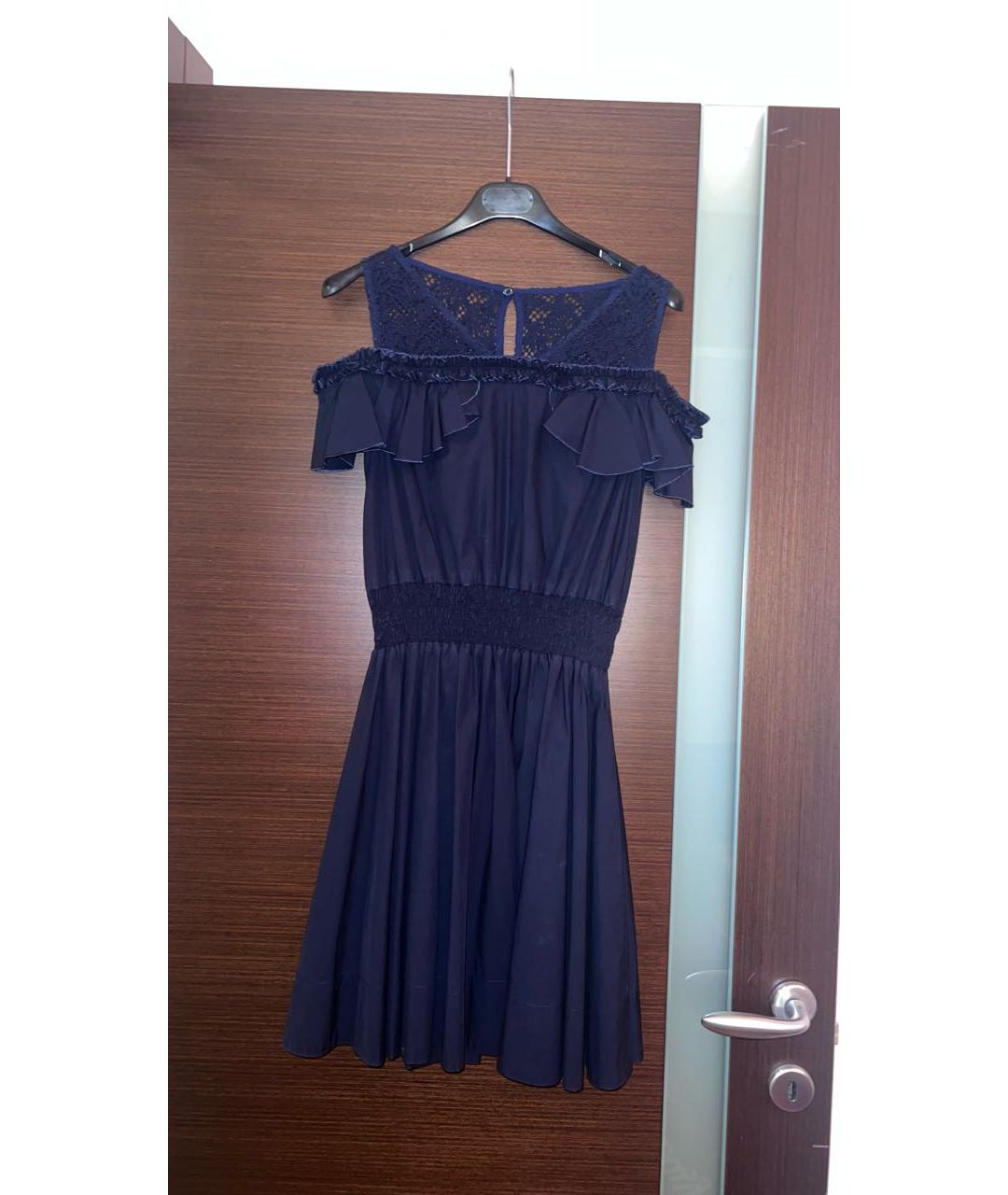 PINKO Темно-синее хлопковое повседневное платье, фото 5