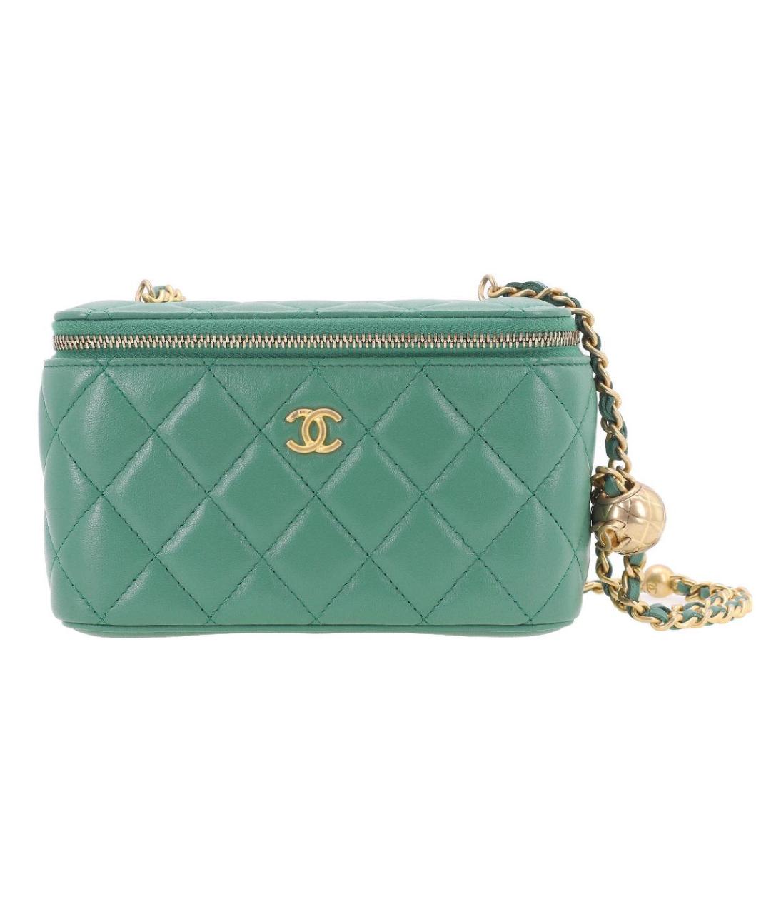 CHANEL PRE-OWNED Зеленая кожаная сумка через плечо, фото 2