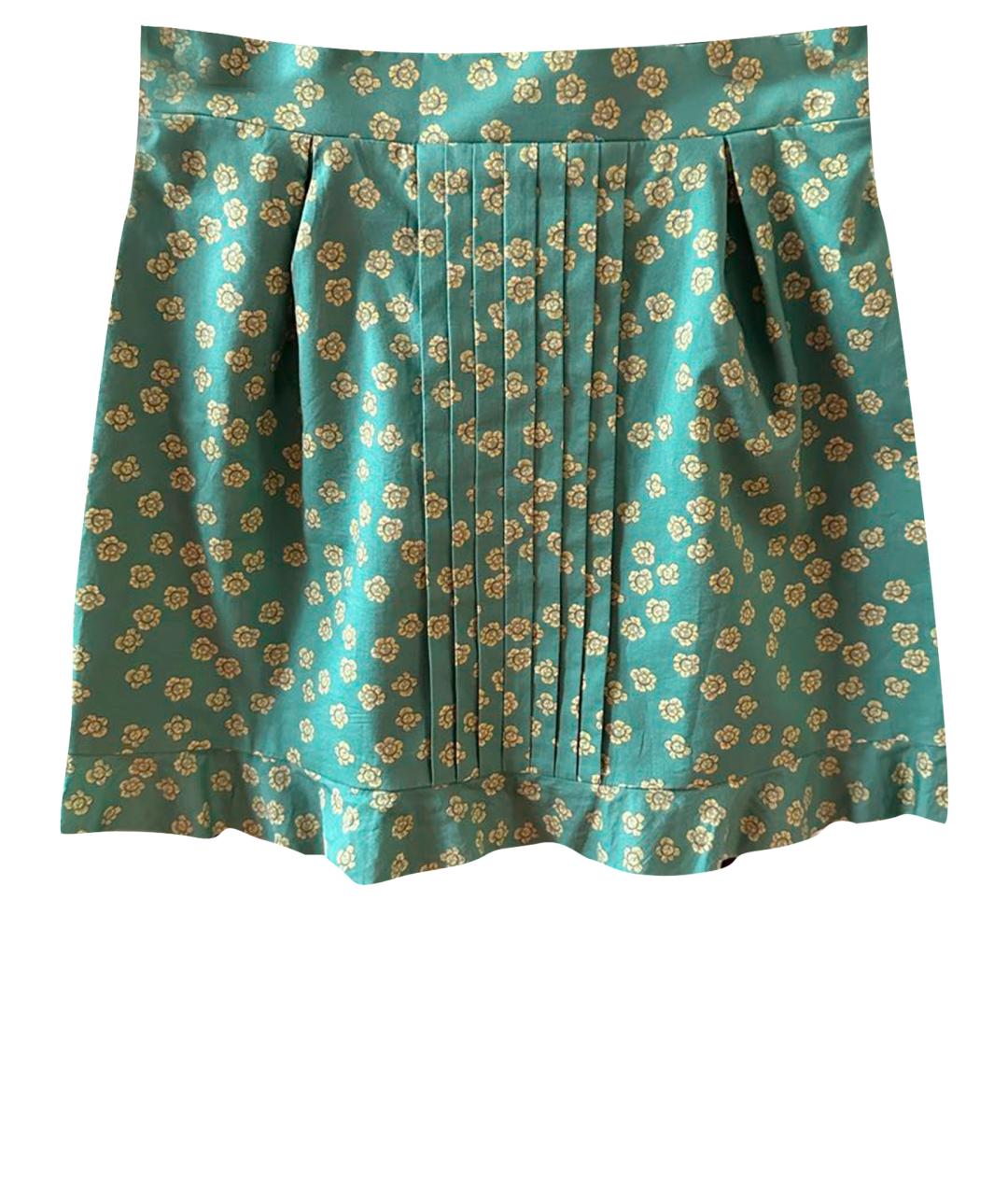 ULYANA SERGEENKO Зеленая хлопковая юбка мини, фото 1