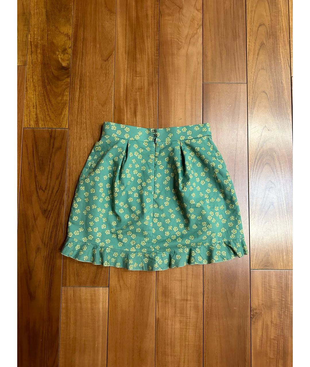 ULYANA SERGEENKO Зеленая хлопковая юбка мини, фото 2