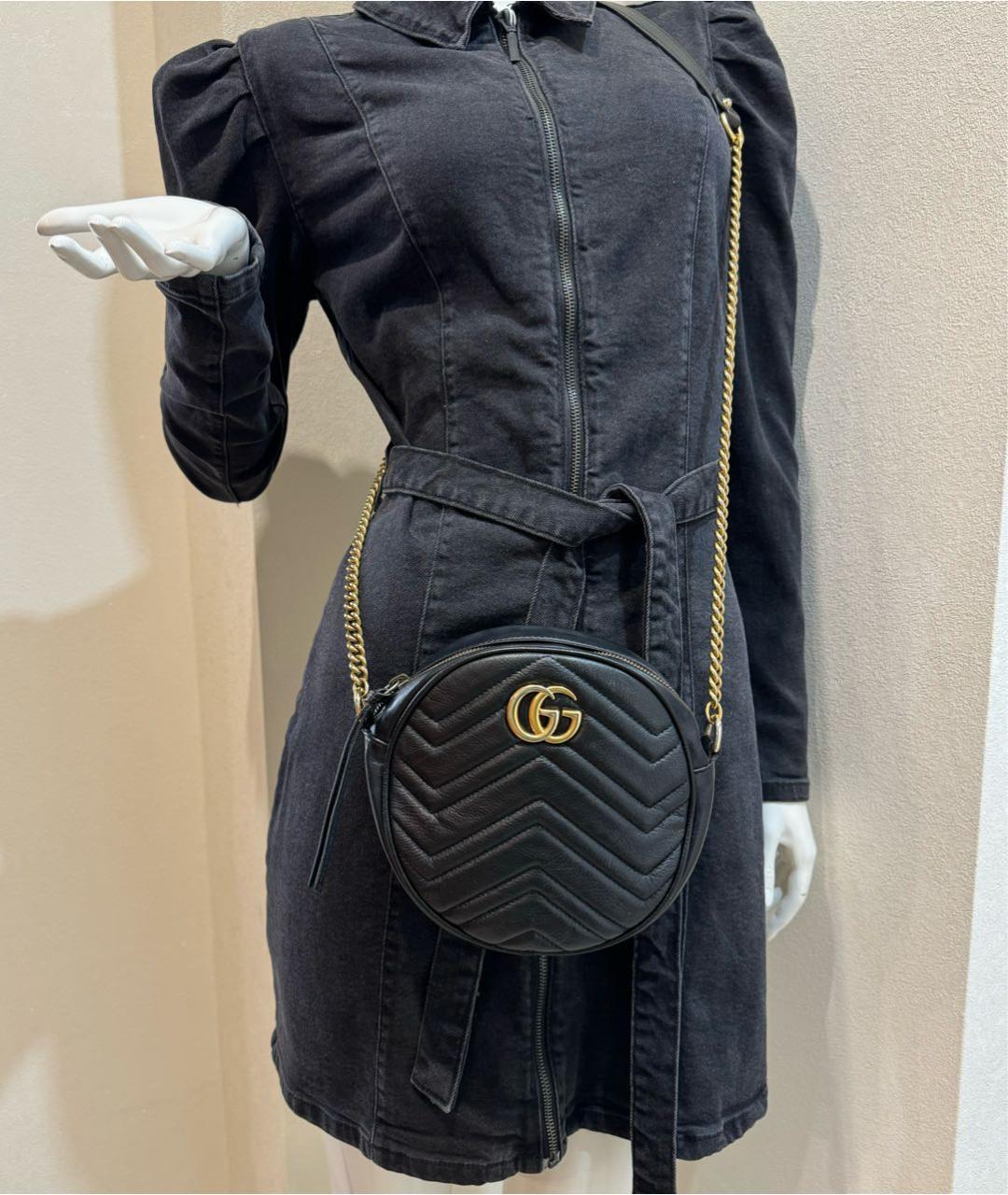 GUCCI Черная кожаная сумка через плечо, фото 3