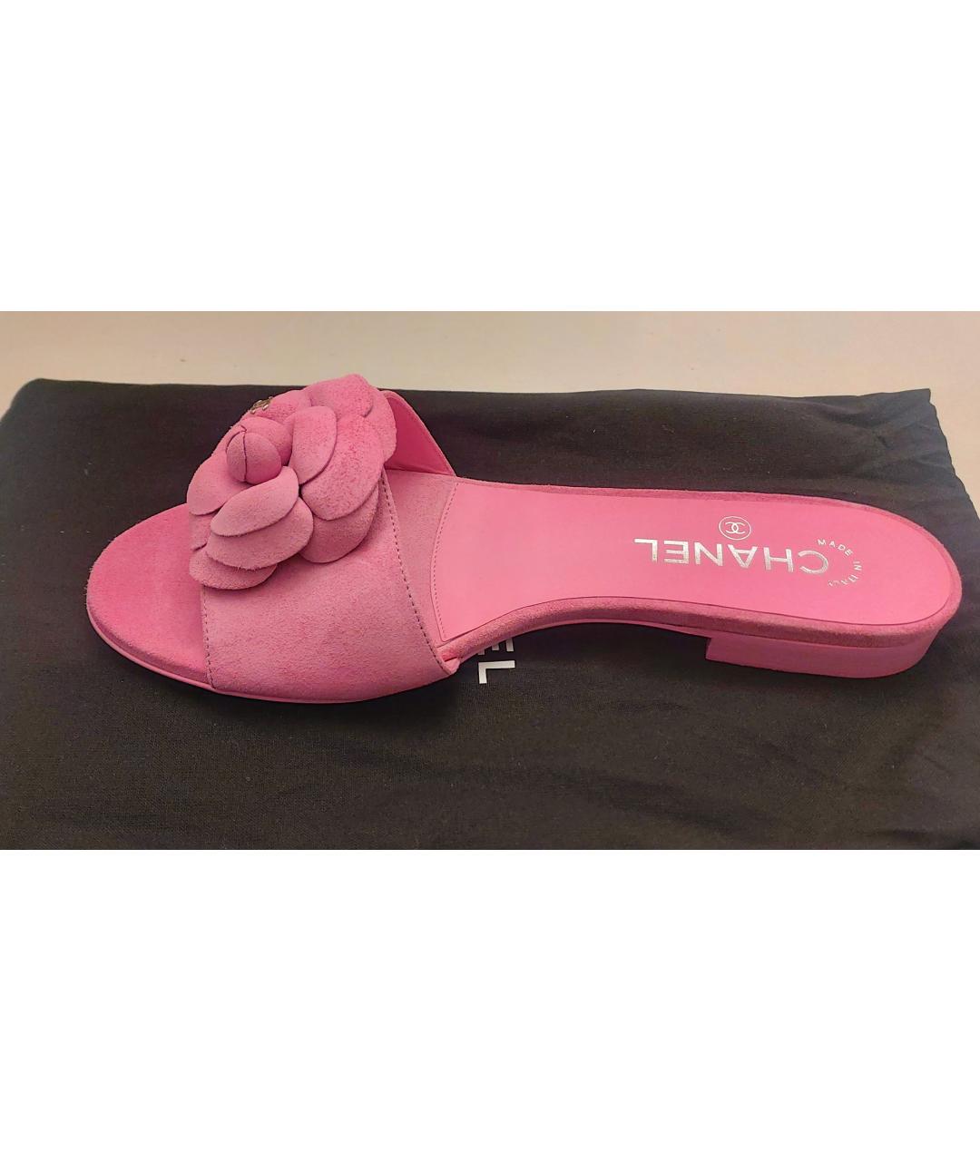 CHANEL PRE-OWNED Розовые замшевые сандалии, фото 2