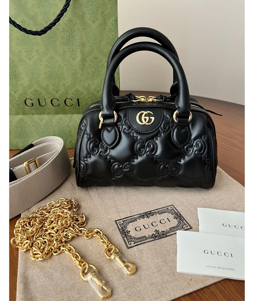 GUCCI Черная кожаная сумка с короткими ручками, фото 2