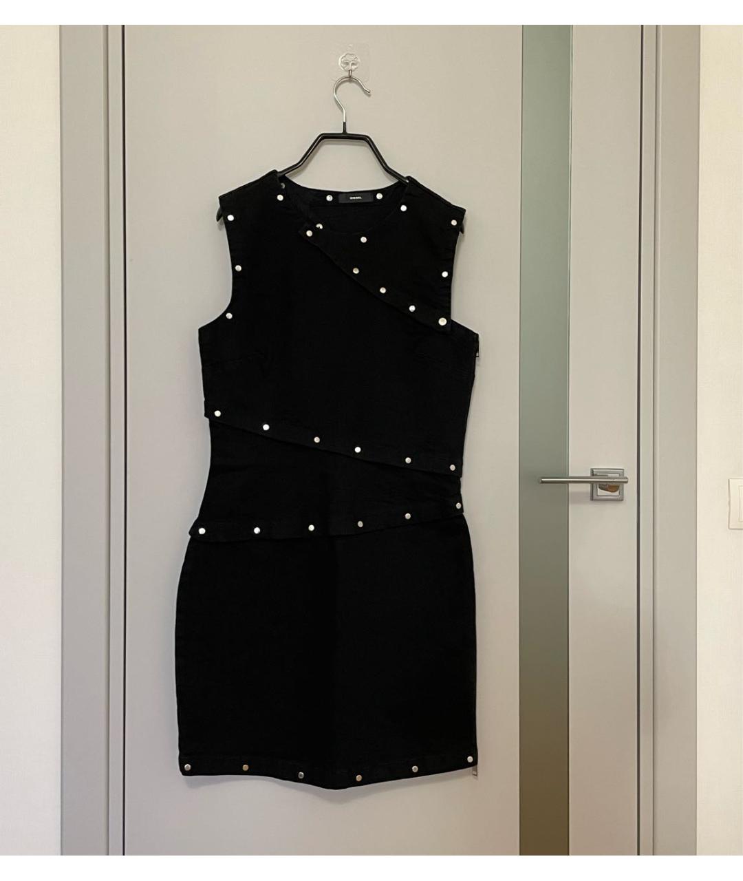 DIESEL Черное хлопко-эластановое повседневное платье, фото 3