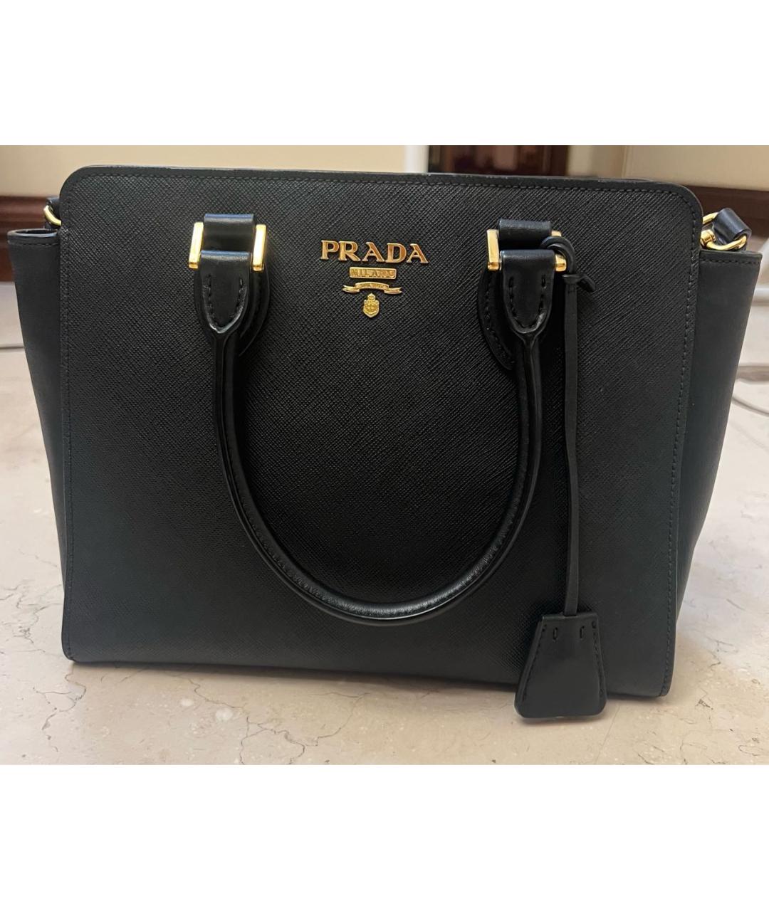 PRADA Черная кожаная сумка тоут, фото 3