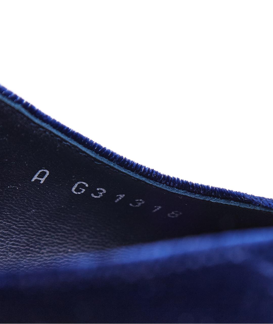 CHANEL PRE-OWNED Темно-синие текстильные лодочки на низком каблуке, фото 7
