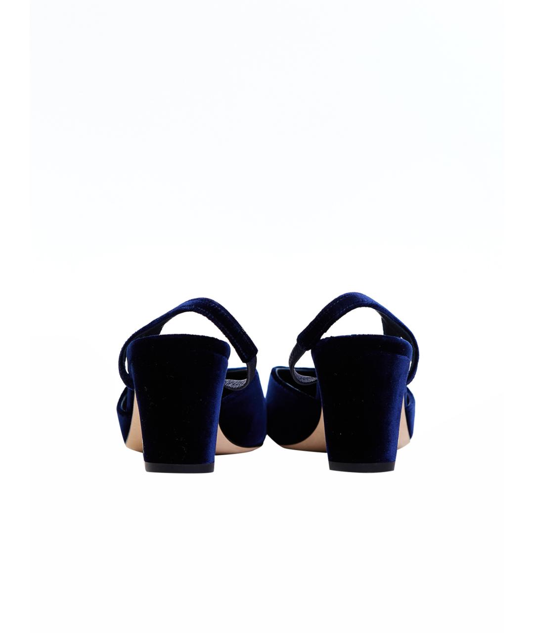 CHANEL PRE-OWNED Темно-синие текстильные лодочки на низком каблуке, фото 2