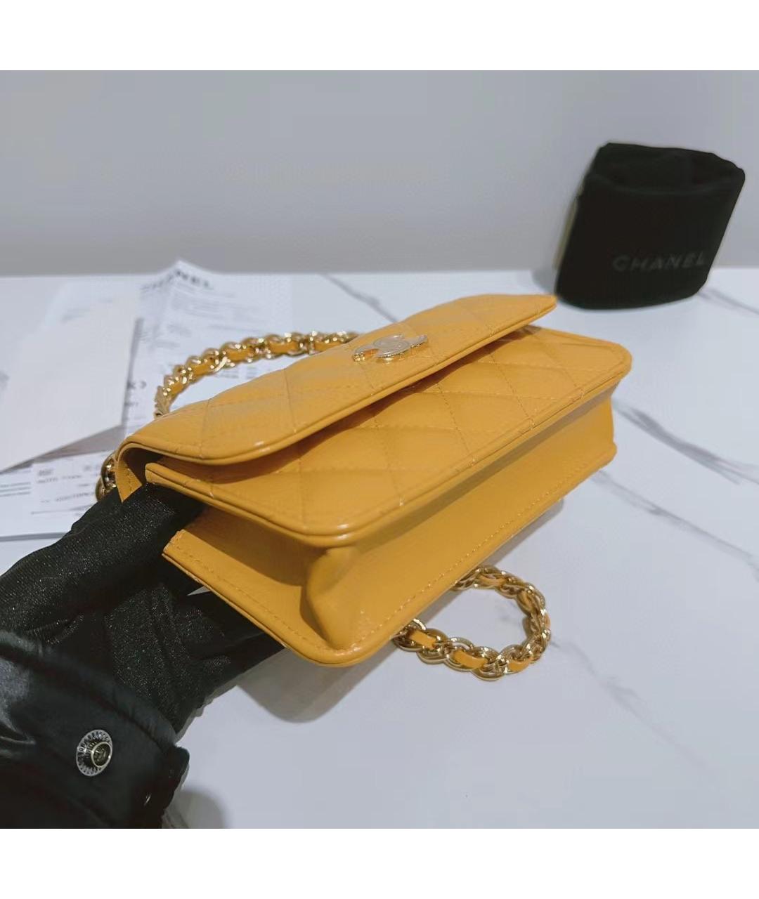 CHANEL PRE-OWNED Желтая кожаная сумка через плечо, фото 3