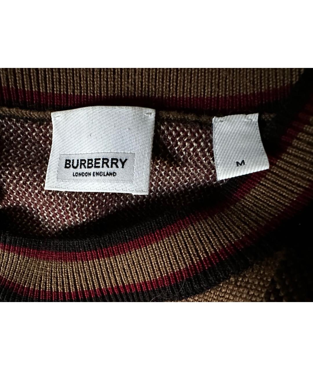 BURBERRY Коричневый шерстяной джемпер / свитер, фото 4