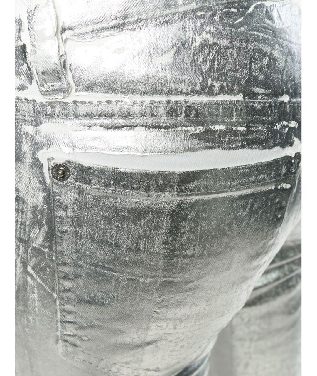 DSQUARED2 Серебряные хлопко-эластановые джинсы слим, фото 3