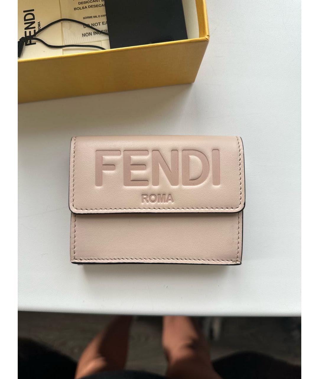 FENDI Розовый кожаный кошелек, фото 6