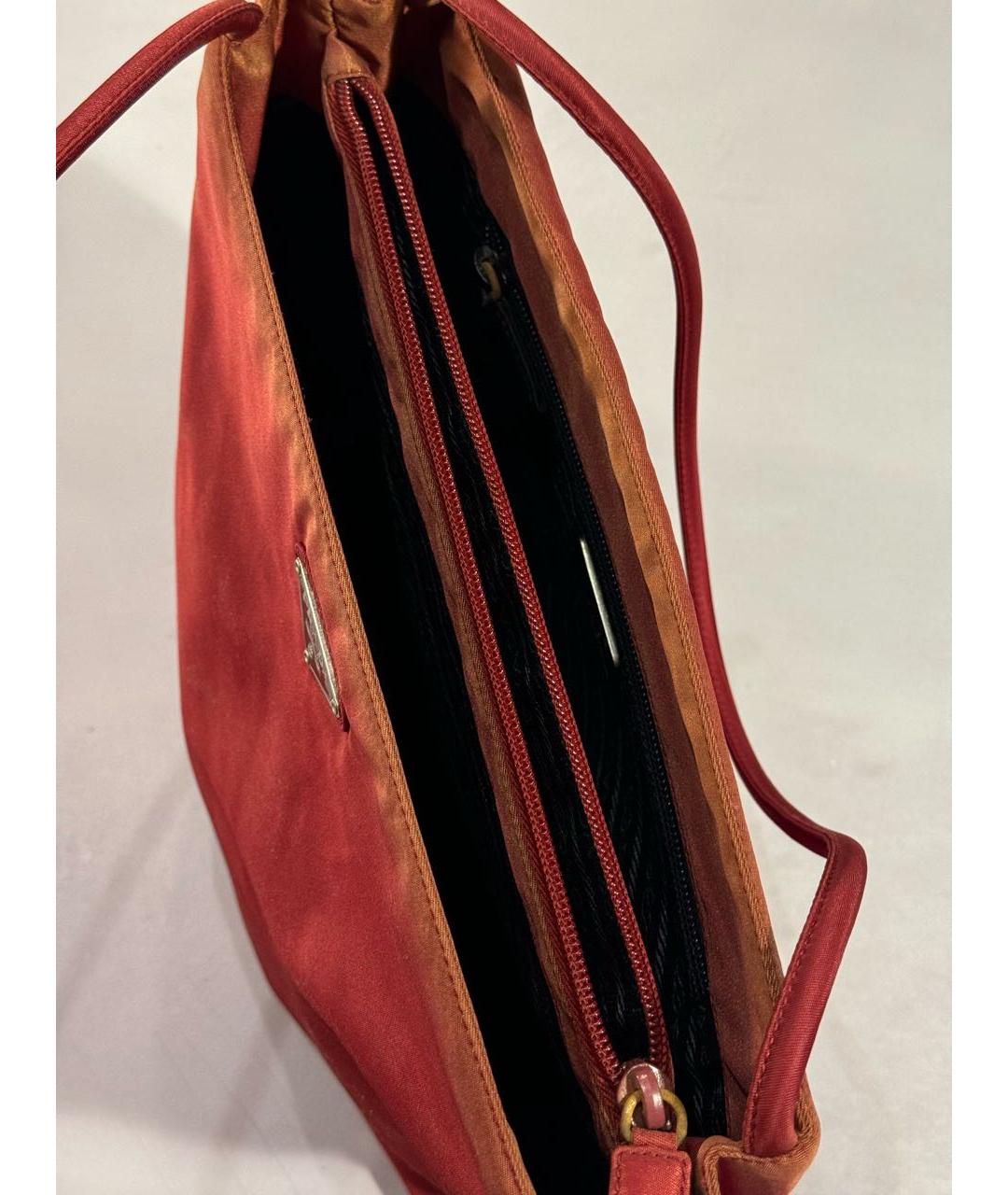 PRADA Бордовая синтетическая сумка через плечо, фото 6