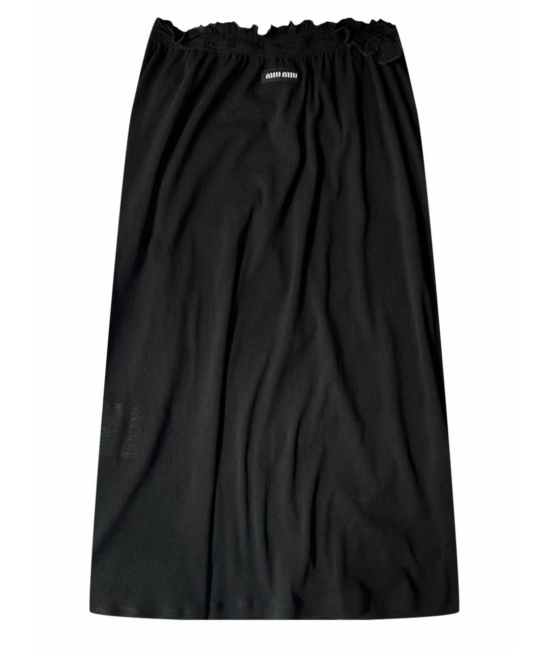 MIU MIU Черная хлопковая юбка миди, фото 1