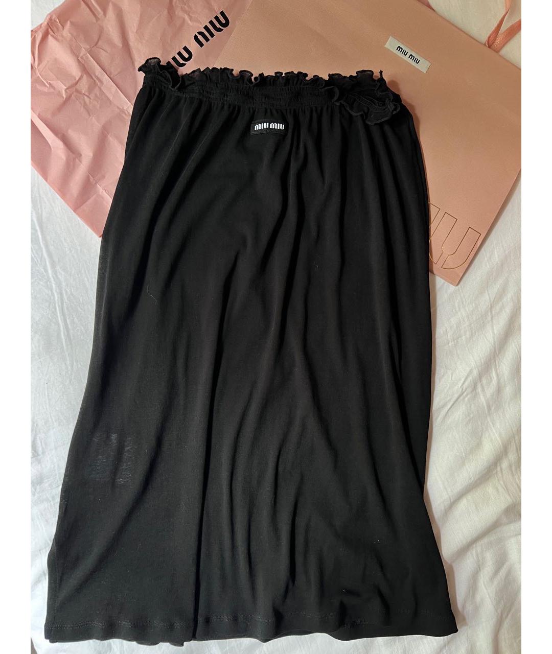 MIU MIU Черная хлопковая юбка миди, фото 9