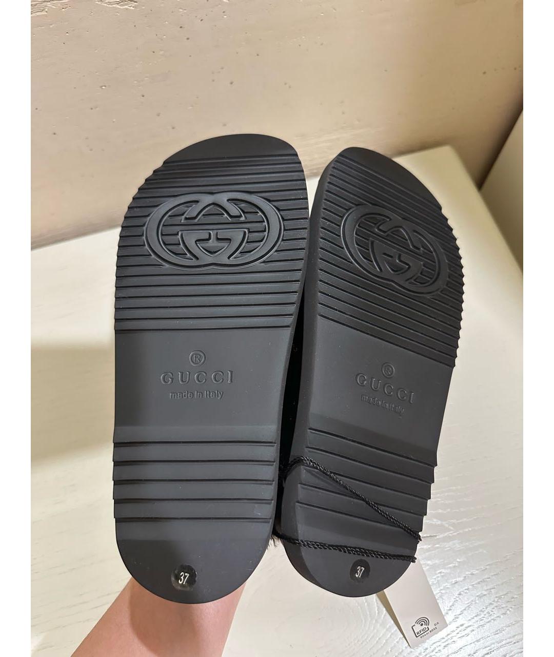 GUCCI Черные резиновые сандалии, фото 5