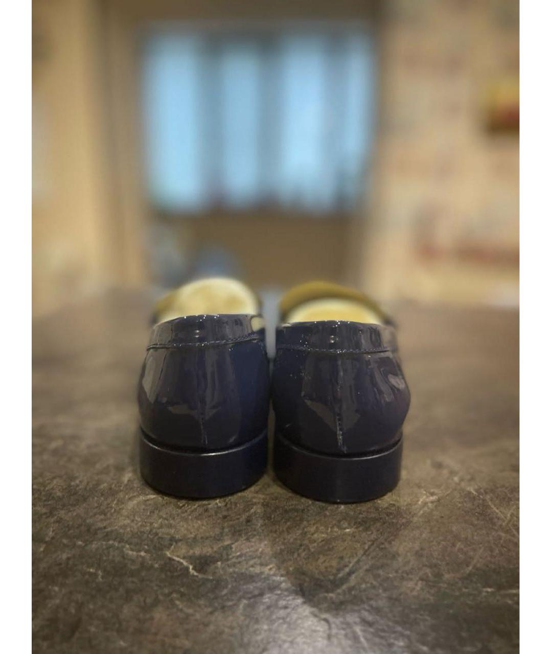 CHANEL PRE-OWNED Темно-синие туфли из лакированной кожи, фото 4