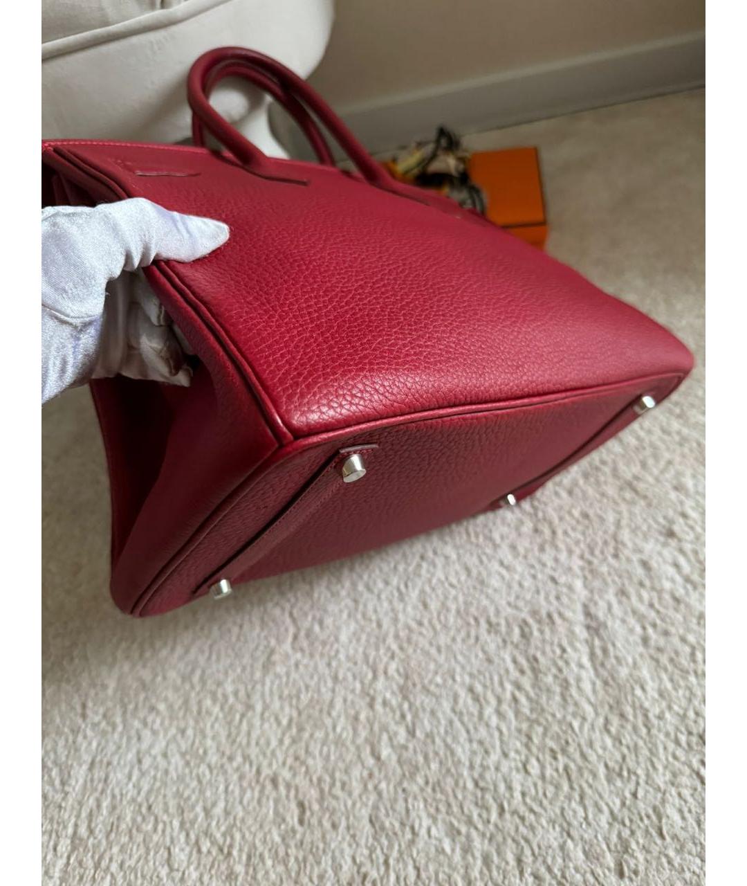 HERMES PRE-OWNED Бордовая кожаная сумка с короткими ручками, фото 7