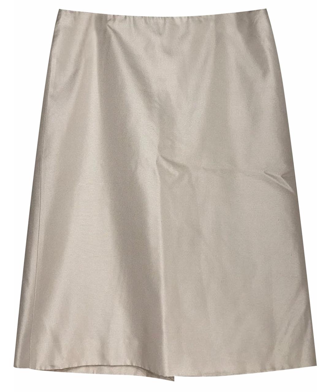 MIU MIU Бежевая шелковая юбка мини, фото 1