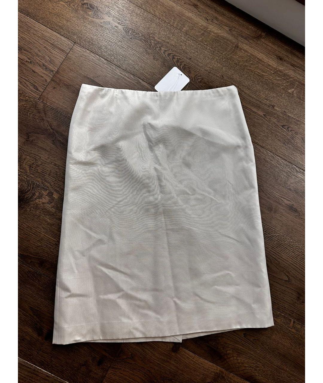 MIU MIU Бежевая шелковая юбка мини, фото 7