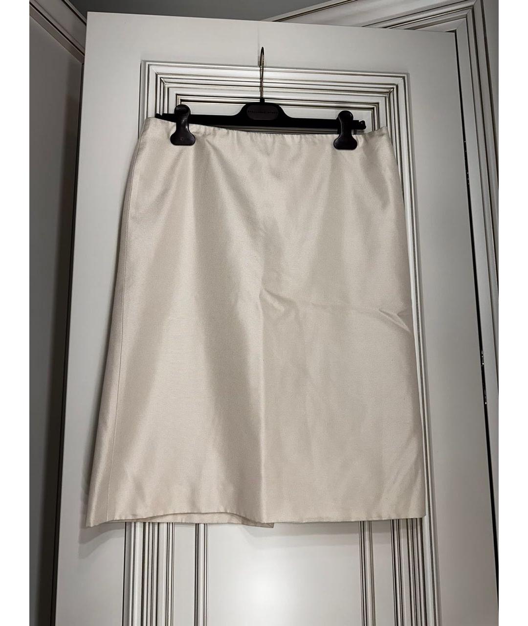 MIU MIU Бежевая шелковая юбка мини, фото 8