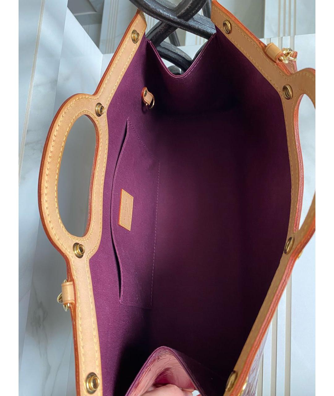 LOUIS VUITTON Бордовая кожаная сумка с короткими ручками, фото 3