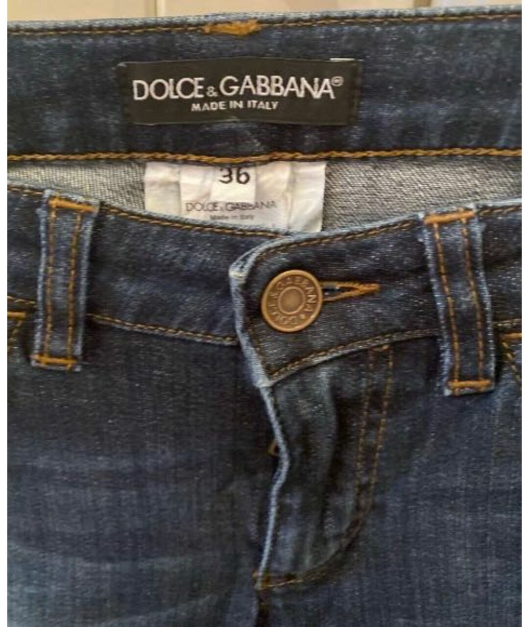 DOLCE&GABBANA Синие хлопко-эластановые джинсы слим, фото 3