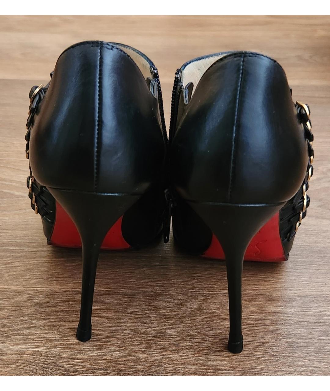 CHRISTIAN LOUBOUTIN Черные кожаные ботильоны, фото 4