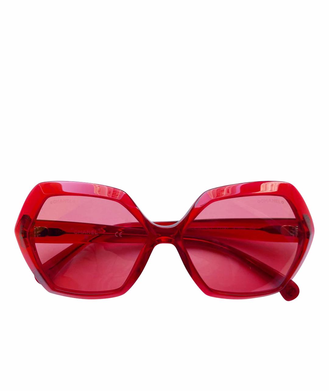 CHANEL PRE-OWNED Красные пластиковые солнцезащитные очки, фото 1
