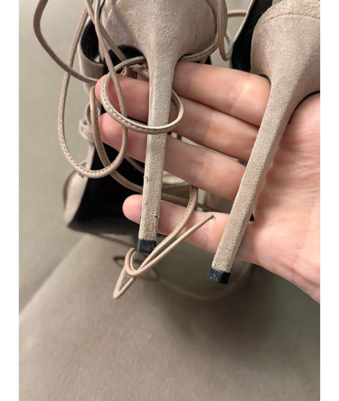 SAINT LAURENT Бежевые замшевые туфли, фото 5