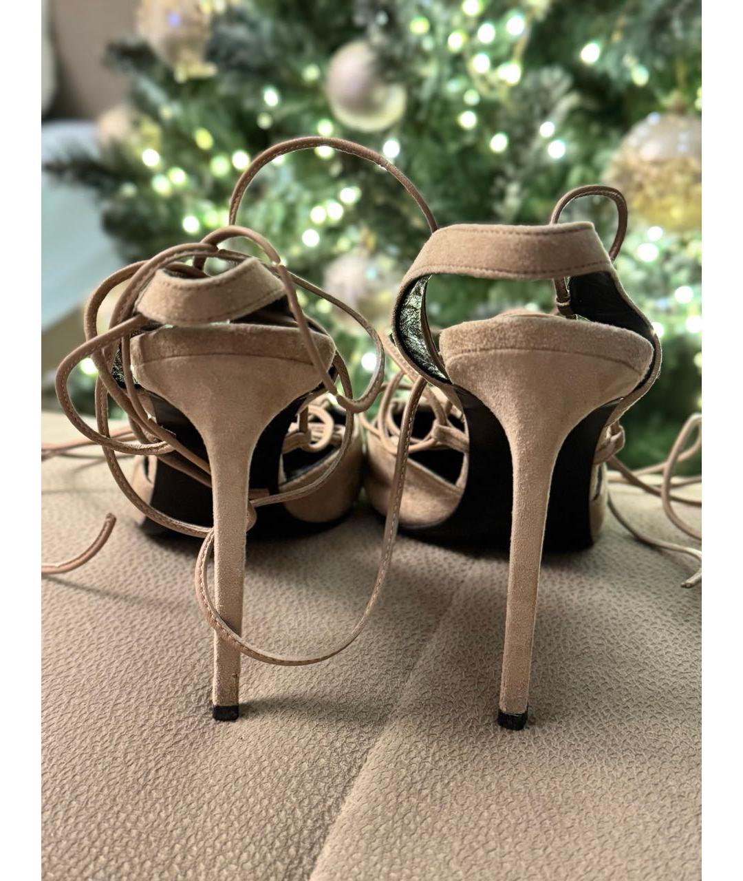 SAINT LAURENT Бежевые замшевые туфли, фото 4