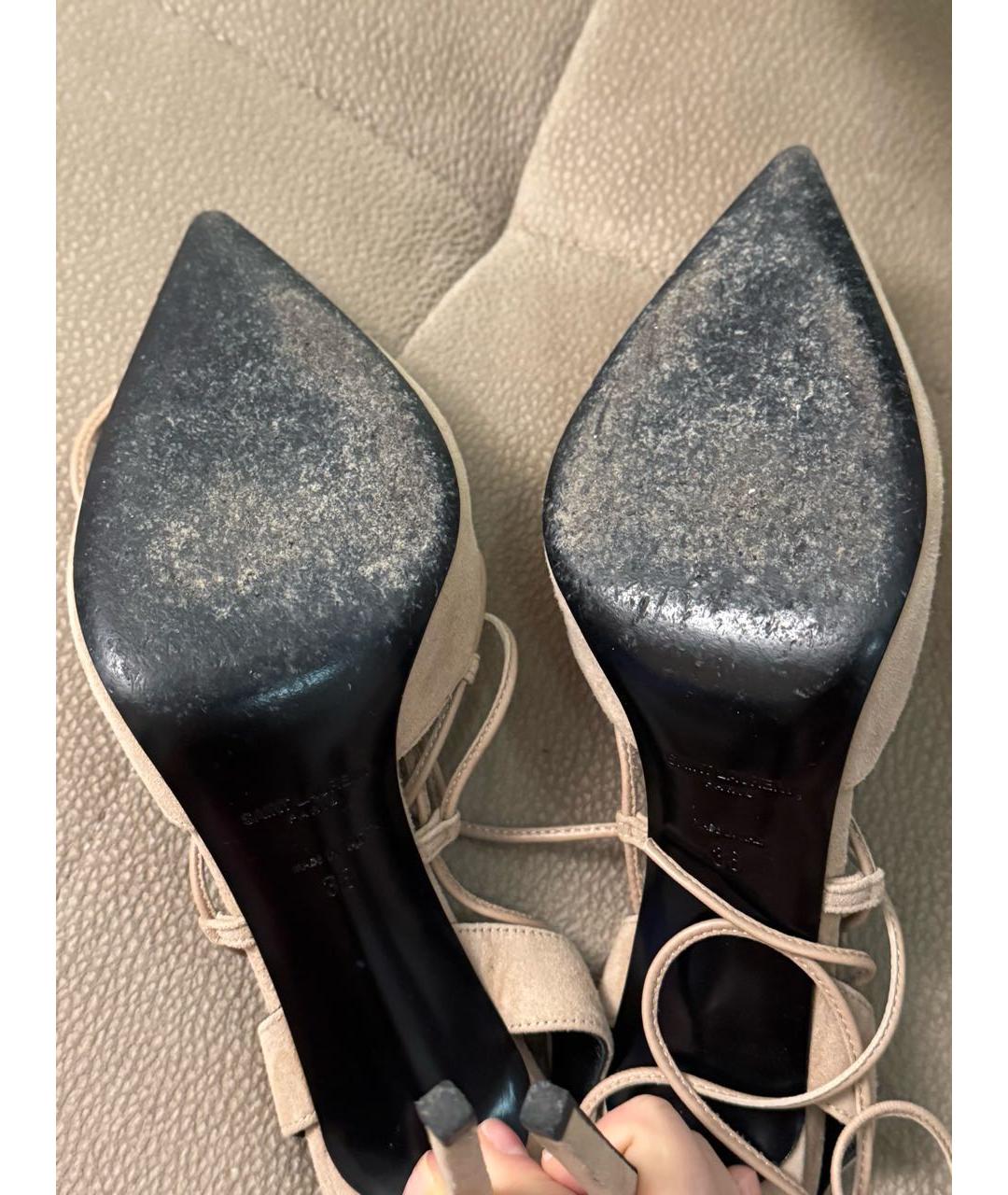 SAINT LAURENT Бежевые замшевые туфли, фото 6