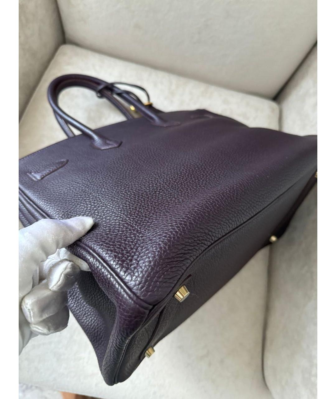 HERMES PRE-OWNED Фиолетовая кожаная сумка с короткими ручками, фото 3