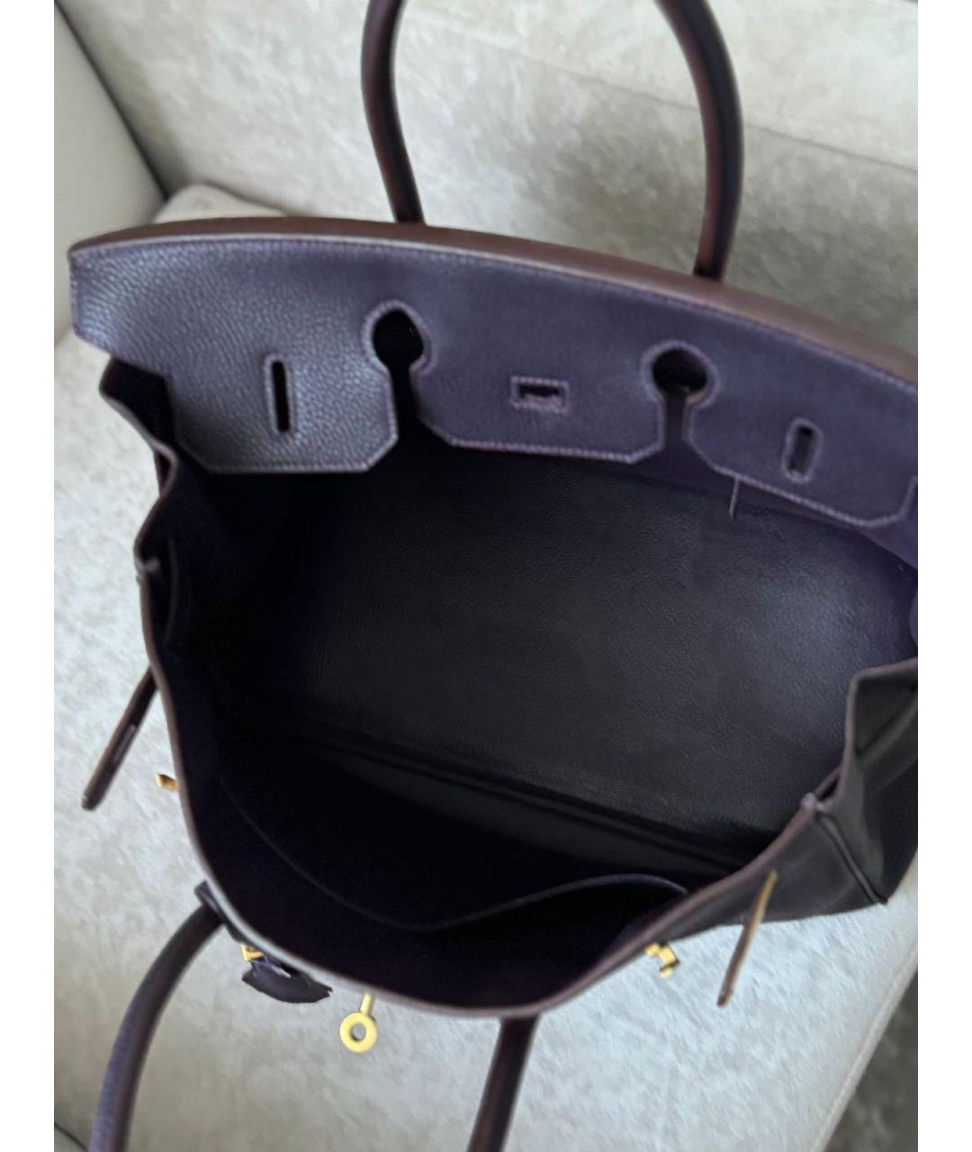 HERMES PRE-OWNED Фиолетовая кожаная сумка с короткими ручками, фото 4