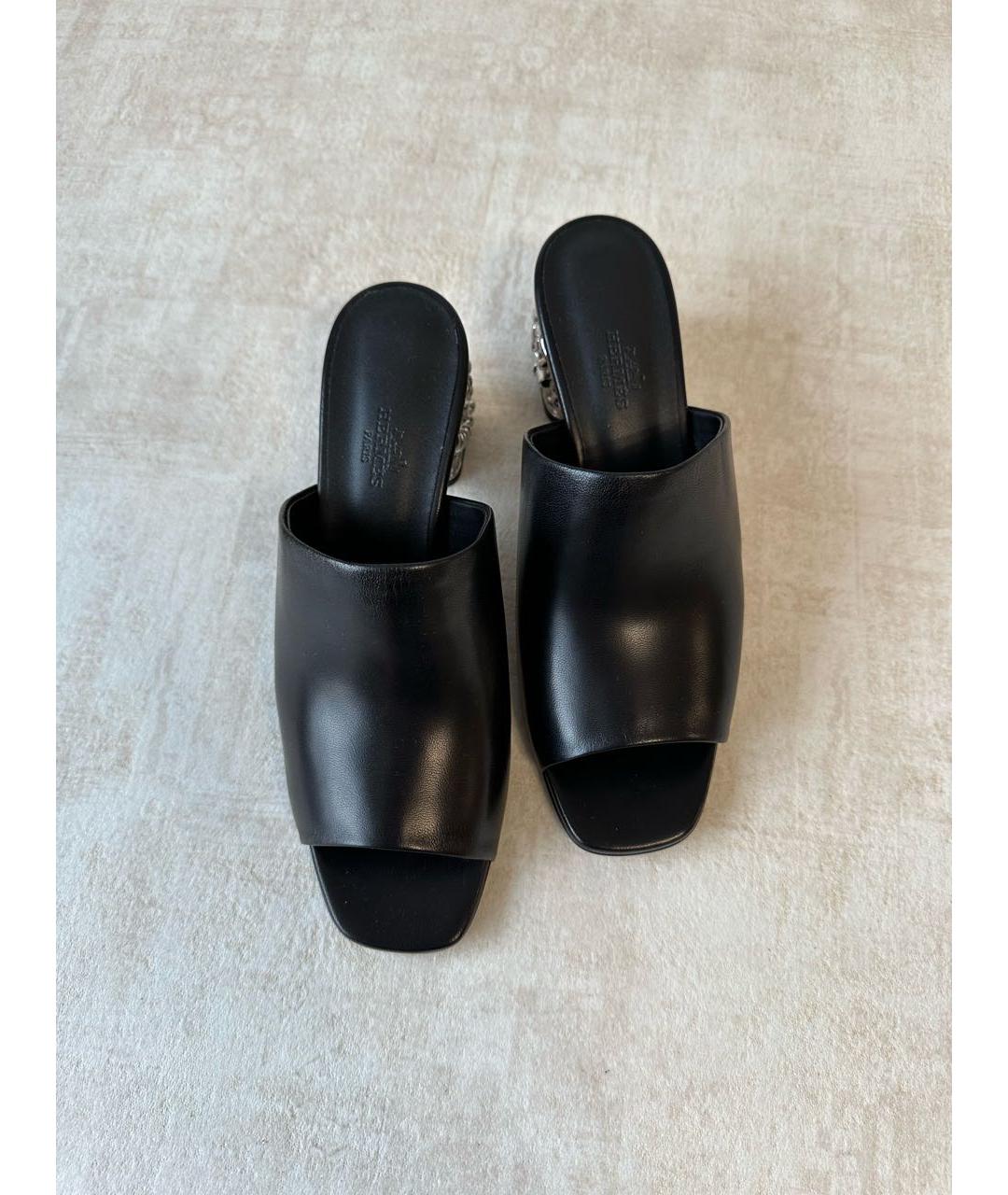 HERMES PRE-OWNED Черные кожаные мюли, фото 3