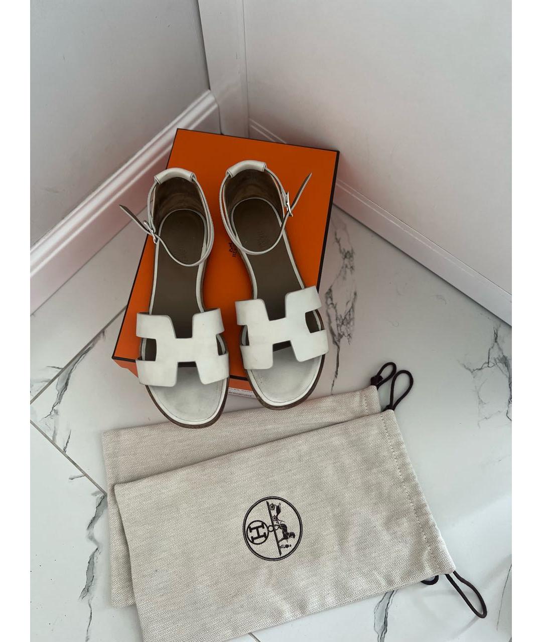HERMES PRE-OWNED Белые кожаные сандалии, фото 2