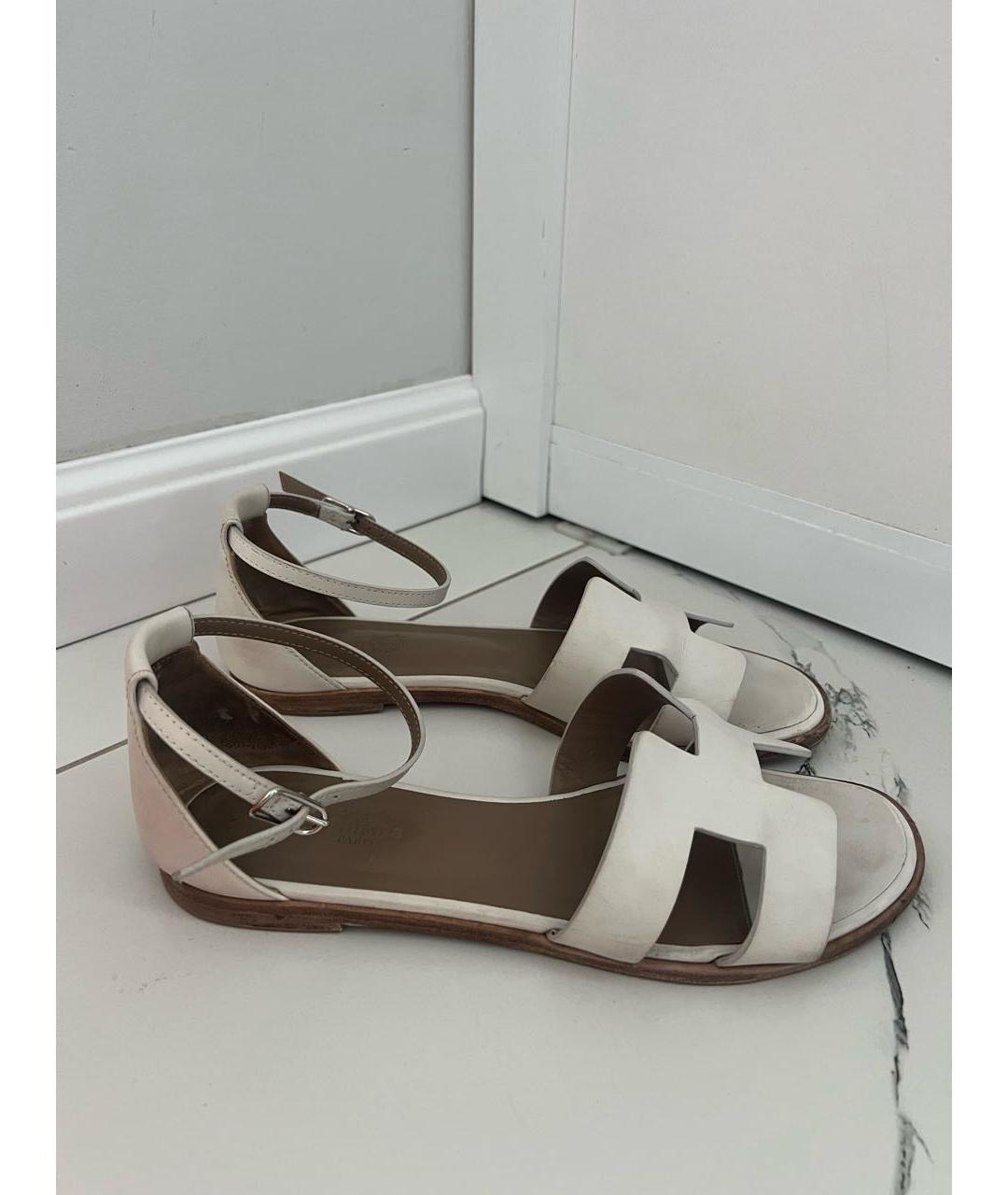HERMES PRE-OWNED Белые кожаные сандалии, фото 8