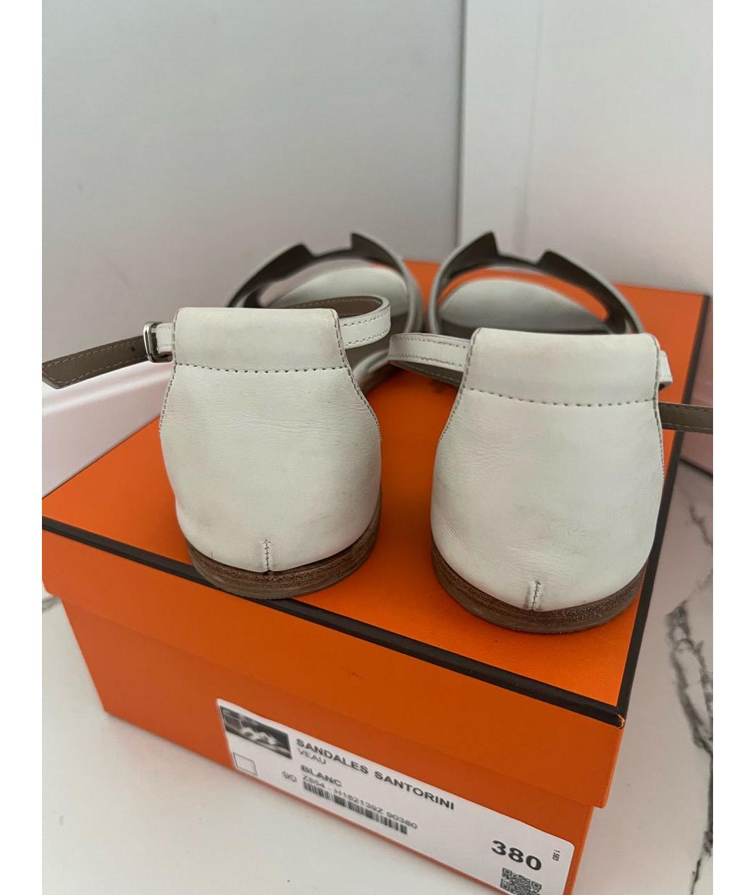 HERMES PRE-OWNED Белые кожаные сандалии, фото 4