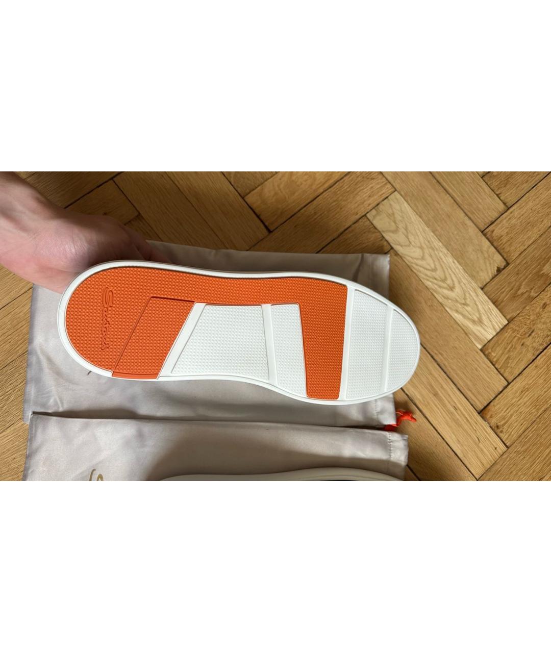 SANTONI Черные кожаные низкие кроссовки / кеды, фото 5