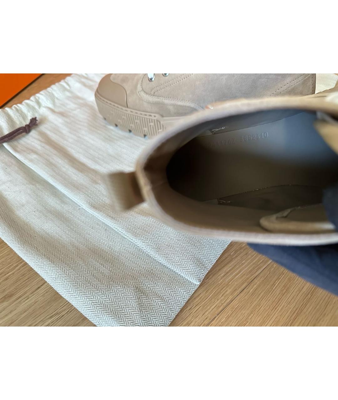 HERMES PRE-OWNED Бежевые текстильные ботинки, фото 7
