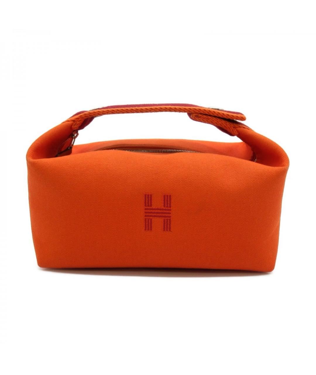 HERMES PRE-OWNED Оранжевая тканевая сумка с короткими ручками, фото 1