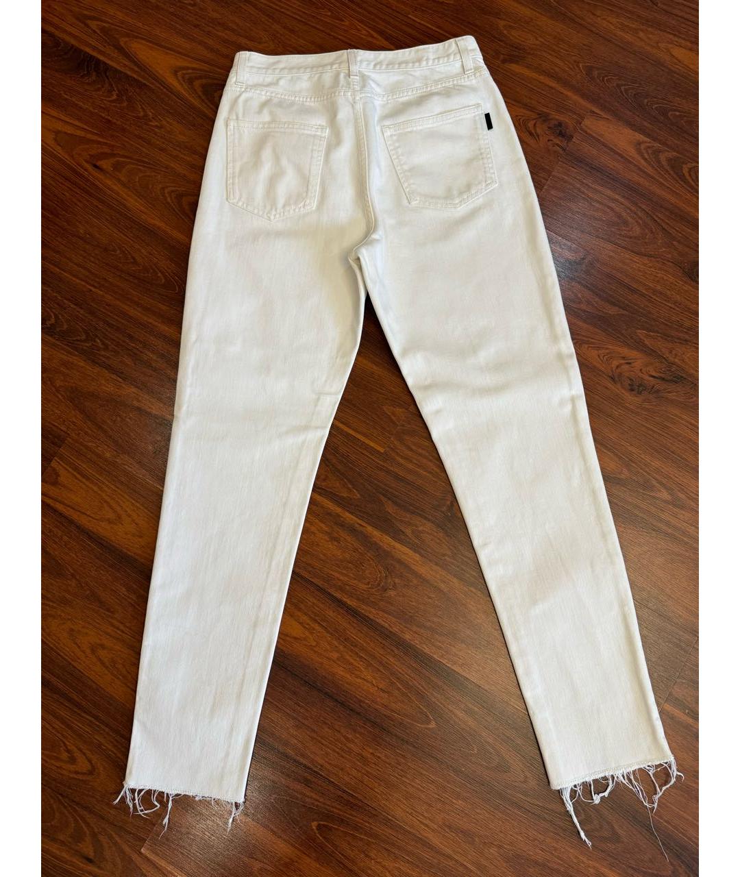 SAINT LAURENT Белые хлопковые прямые джинсы, фото 4