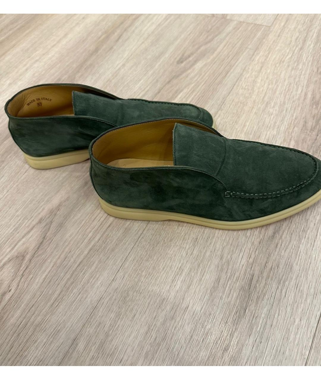 LORO PIANA Зеленые замшевые ботинки, фото 5