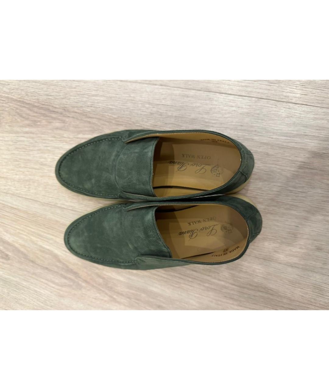 LORO PIANA Зеленые замшевые ботинки, фото 3