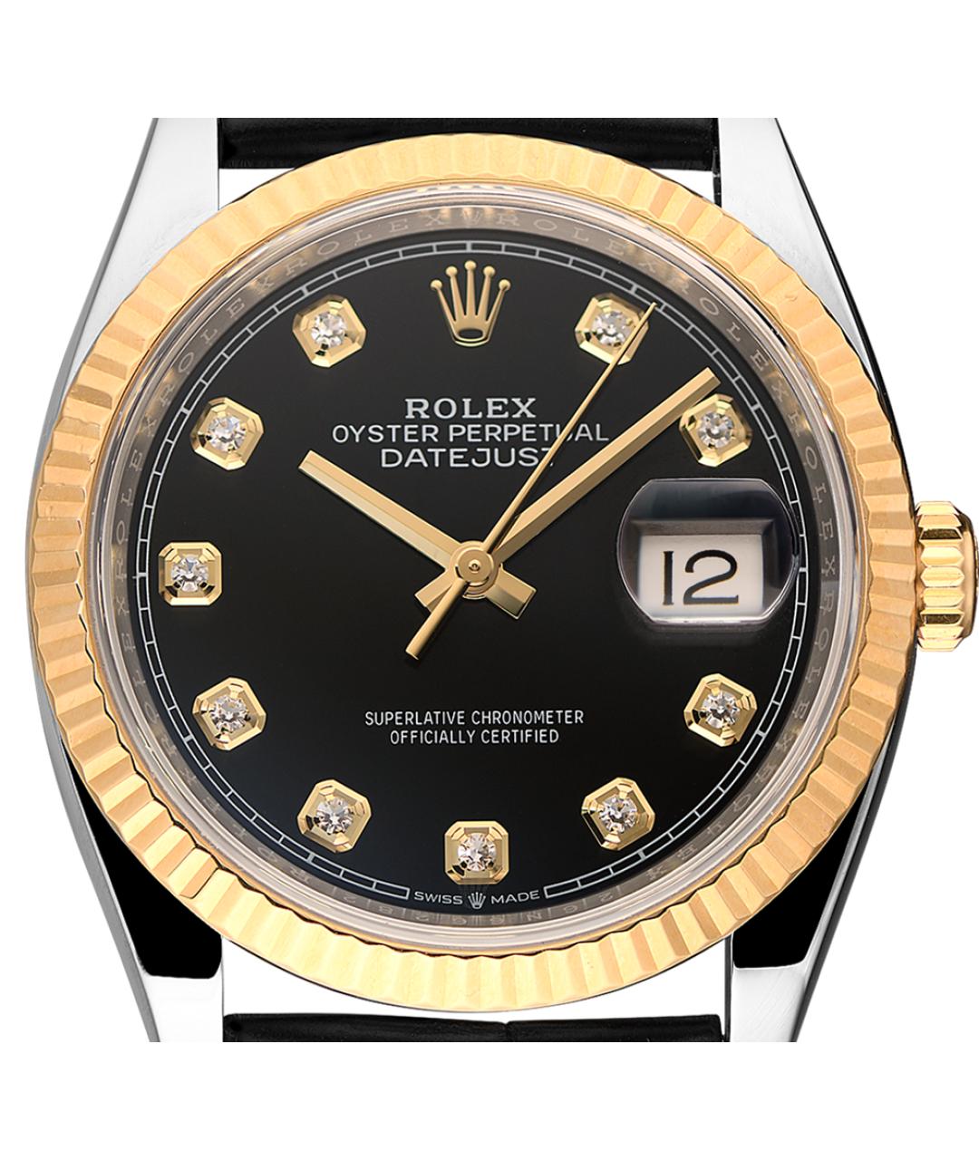 ROLEX Черные часы из желтого золота, фото 2