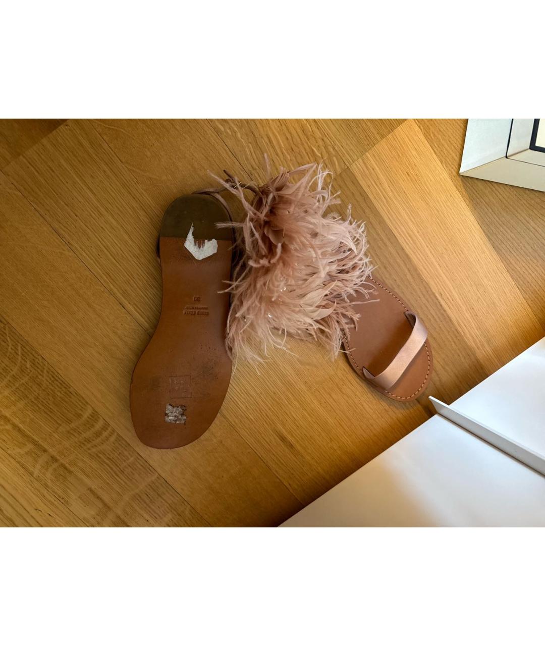 MIU MIU Розовые текстильные сандалии, фото 5